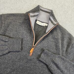 Collars & Co. Australian Merino Wool 1/4 Zip Mens Medium Pullover Sweater Gray